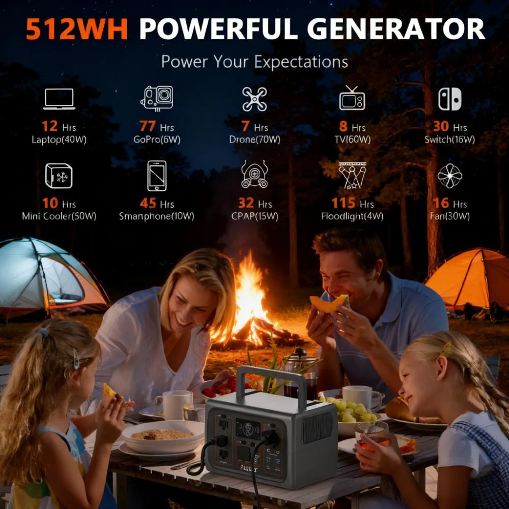 512Wh Portable Power Station, 10-Year LiFePO4 Battery, 13lbs - Charge All Devices