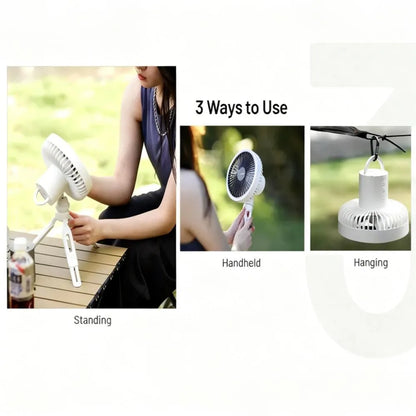 3-in-1 Fan with LED Light & 10,000mAh Power Bank - 27h Runtime, Fast Charging