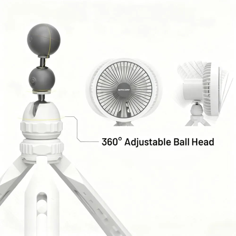 3-in-1 Fan with LED Light & 10,000mAh Power Bank - 27h Runtime, Fast Charging